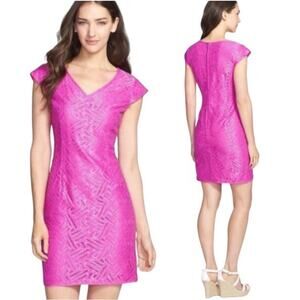 Lilly Pulitzer Magenta Selassie Mini Dress V-Neck Cap Sleeve Women's Size 10